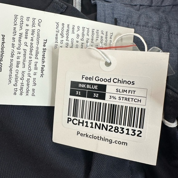 Perk Feel Good Chinos color Ink blue size 31/32 NWT - Picture 7 of 7